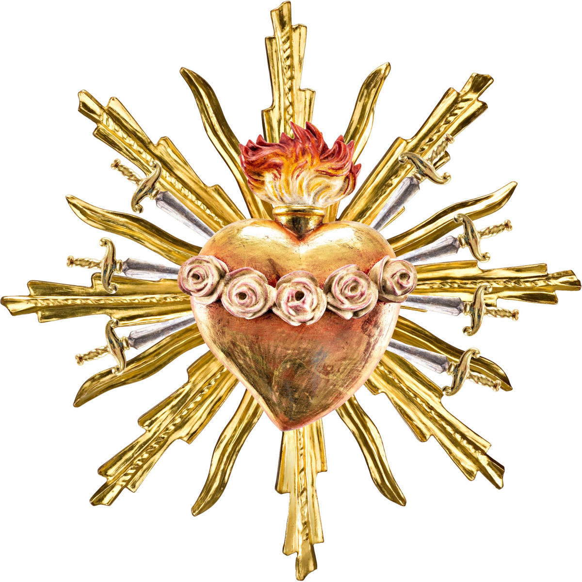 Sagrado Corazón de María con 7 espadas y aureola